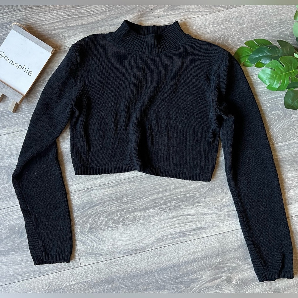 wild fable Black Cropped Mock Neck Sweater